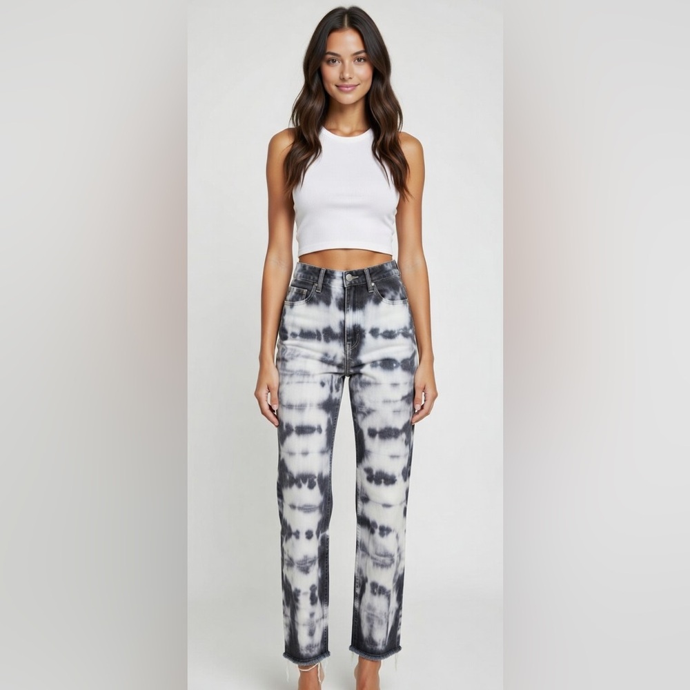 Theory Billy Construction Skinny Jeans White Print Tie Dye Sz 27 NWOT